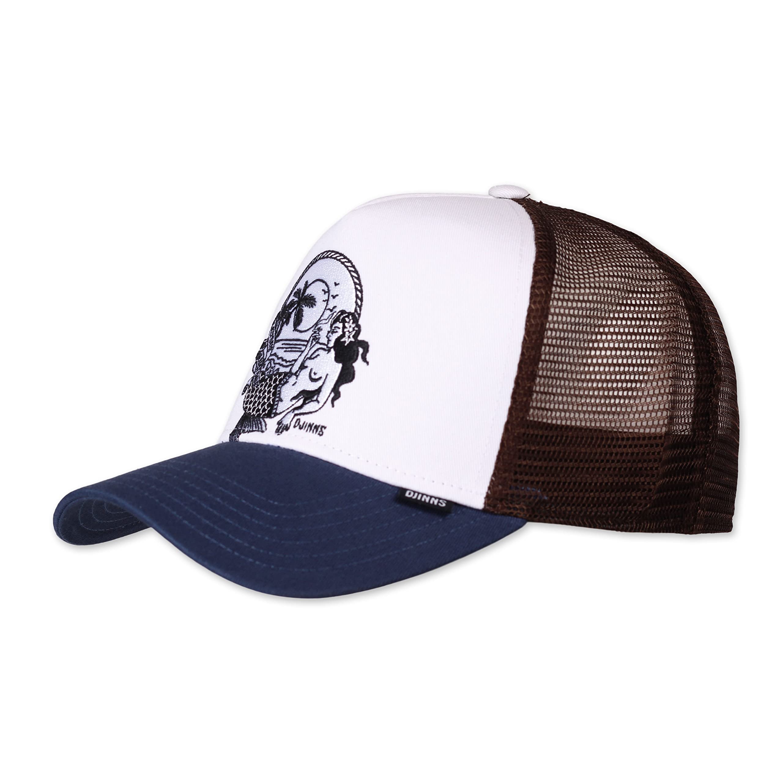 Djinns Men's White-Blue Hft Lazy Mermaid Trucker Cap By