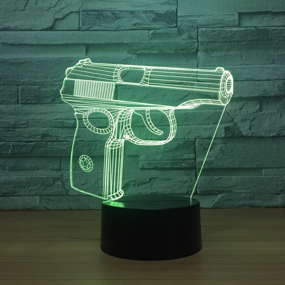YTDZ Illusione Ottica 3D Lampada Pistola - Luce Notturna LED Con 16 Colori E Telecomando - Ricaricabile USB - Regalo Originale