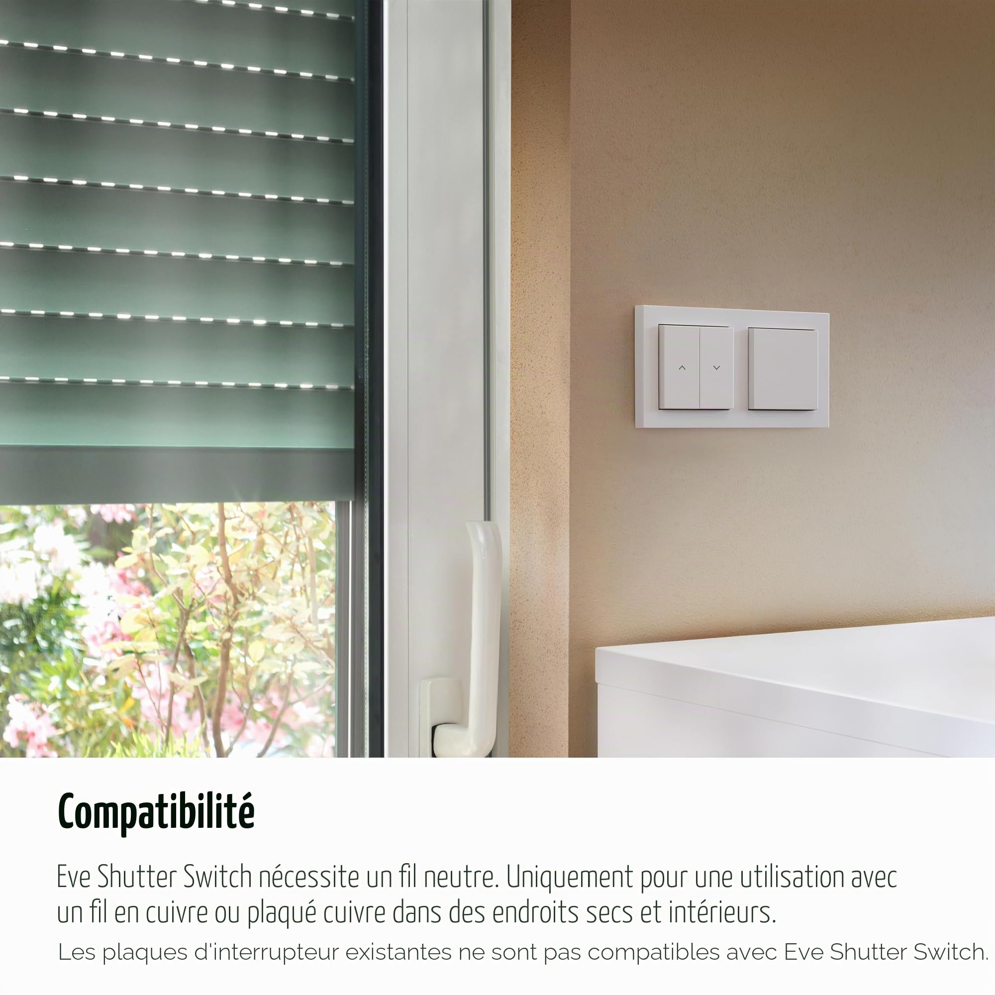Eve Shutter Switch (Matter) : Contrôleur de Volet Intelligent pour Alexa, Apple Maison, Google, Smartthings, Home Assistant, Technologie Thread, Nécessite Routeur de Bordure Thread et fil de neutre