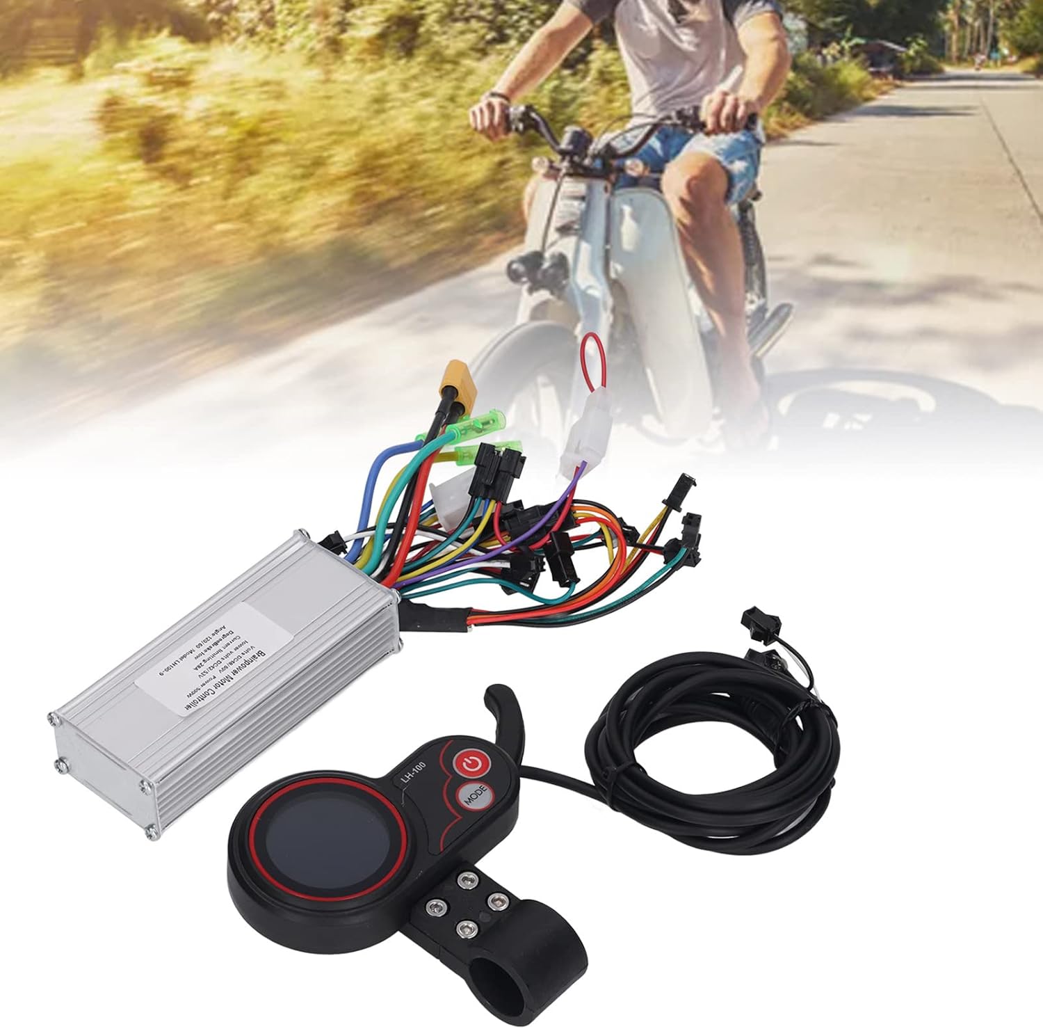 Alomejor Electric Scooter Controller with Round Colorful Thumb Throttle LH100 LCD Panel for 500W Motors 48V 60V