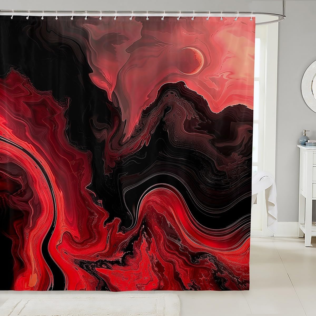 Black and Grey Marbling Bath Curtain for Boys Men Watercolor Stripe Shower Curtain, Black and Gold Marble Bathroom Curtain Foil Print Shower Accessories, Abstract Aesthetic Metallic Bathtub Decor