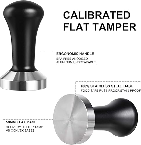 Miniatura 2 de Barista - Manipulador de café espresso de 2.283 in, con base plana de acero inoxidable, manipulador profesional de manos de espresso