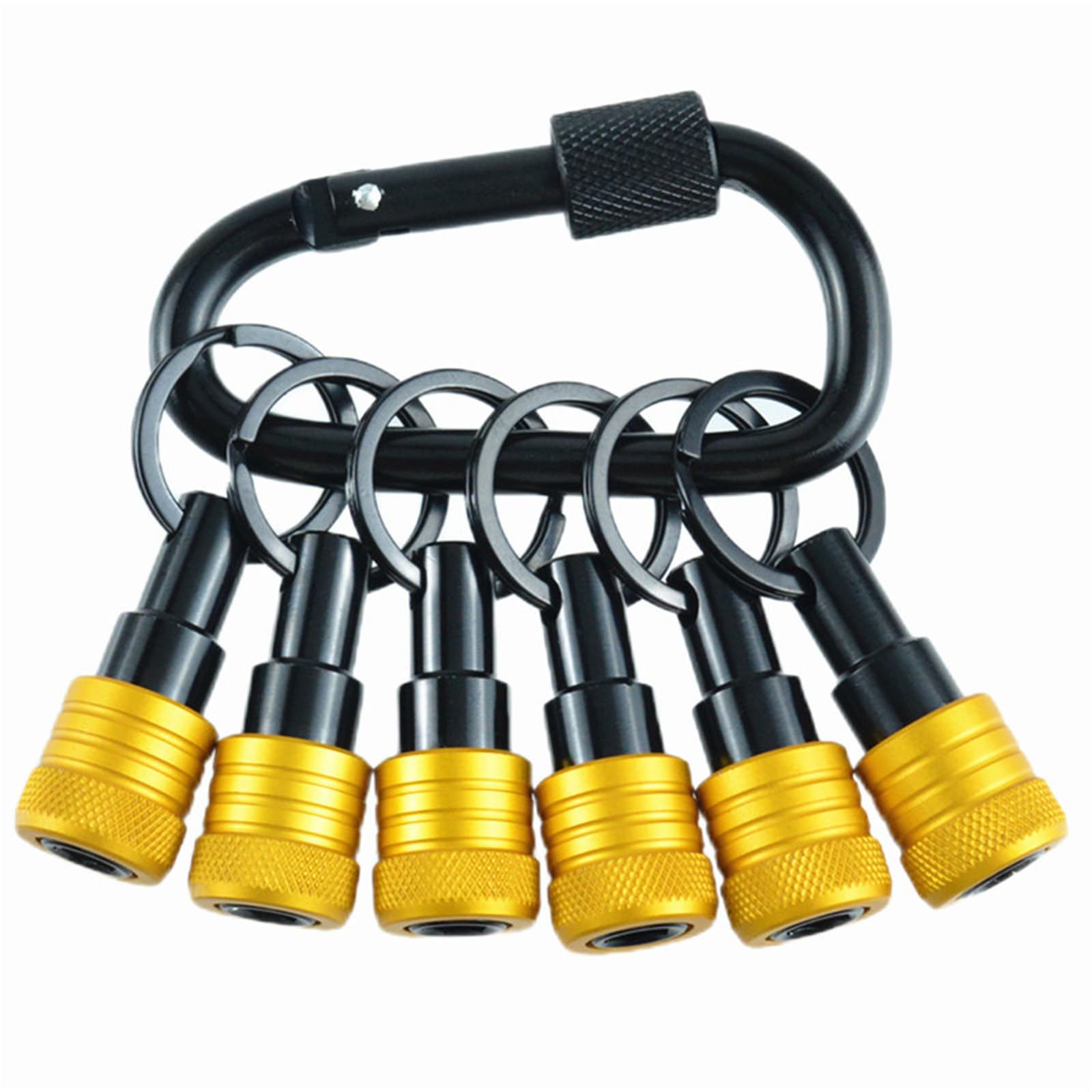 6 Bit Holder Keychain 1/4" Portable Drill Holder Carabiner Hook Hex Shank Bit Holder Quick Change Bit Holder