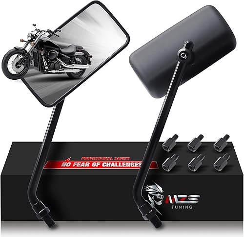 Espejos rectangulares para motocicleta MZS, 10 mm 8 mm, espejo lateral de vista trasera ajustable para mini moto, manillar negro, universal,