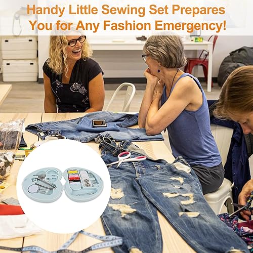 Miniatura 4 de Amaxiu 2 piezas de mini kit de costura de viaje, suministros de costura portátiles de viaje con bonito estuche organizador en forma de corazón, kit