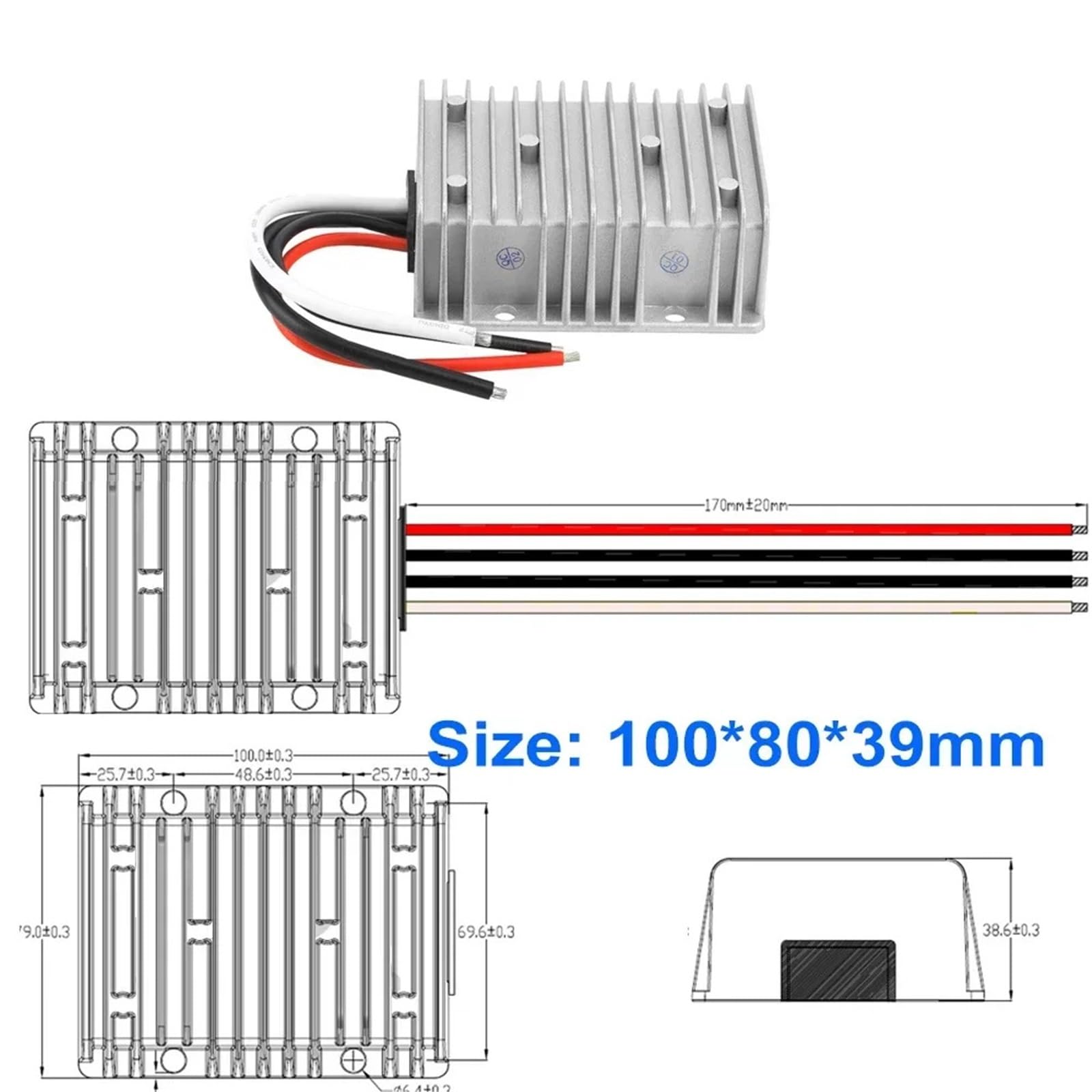 1 sztuka 24 V 12 V na 5 V 1A-40 A DC DC przetwornica napięcia Step Down 5 V reduktor napięcia zasilacz LED do samochodów, autobusów, łodzi (aluminium 1A)