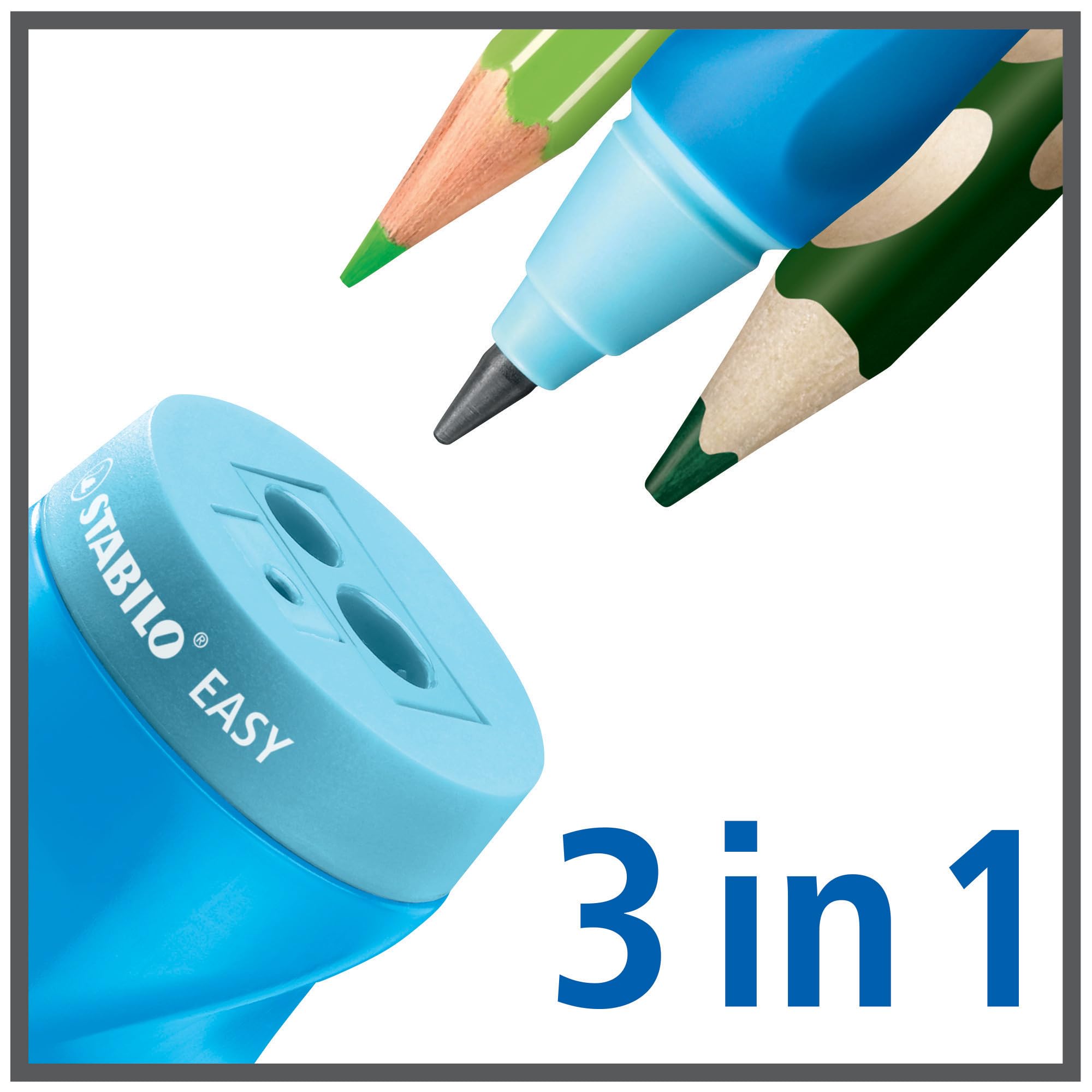 STABILO EASYtemperino - Temperamatite Ergonomico - per Destrimani - Confezione da 3 - Arancione