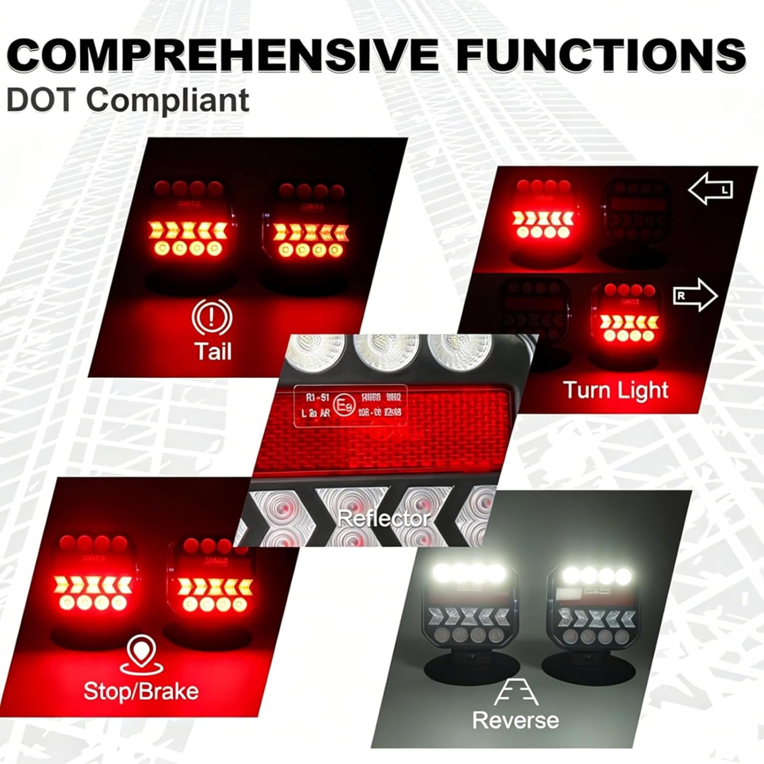 Wireless Trailer Lights Kit with 110° Adjustable Bracket, Magnetic LED Tow Lights, USB-C Rechargeable Tail Lights for Truck Boat RV Camper – Turn Signal Brake Reverse Stop, IP67 Waterproof