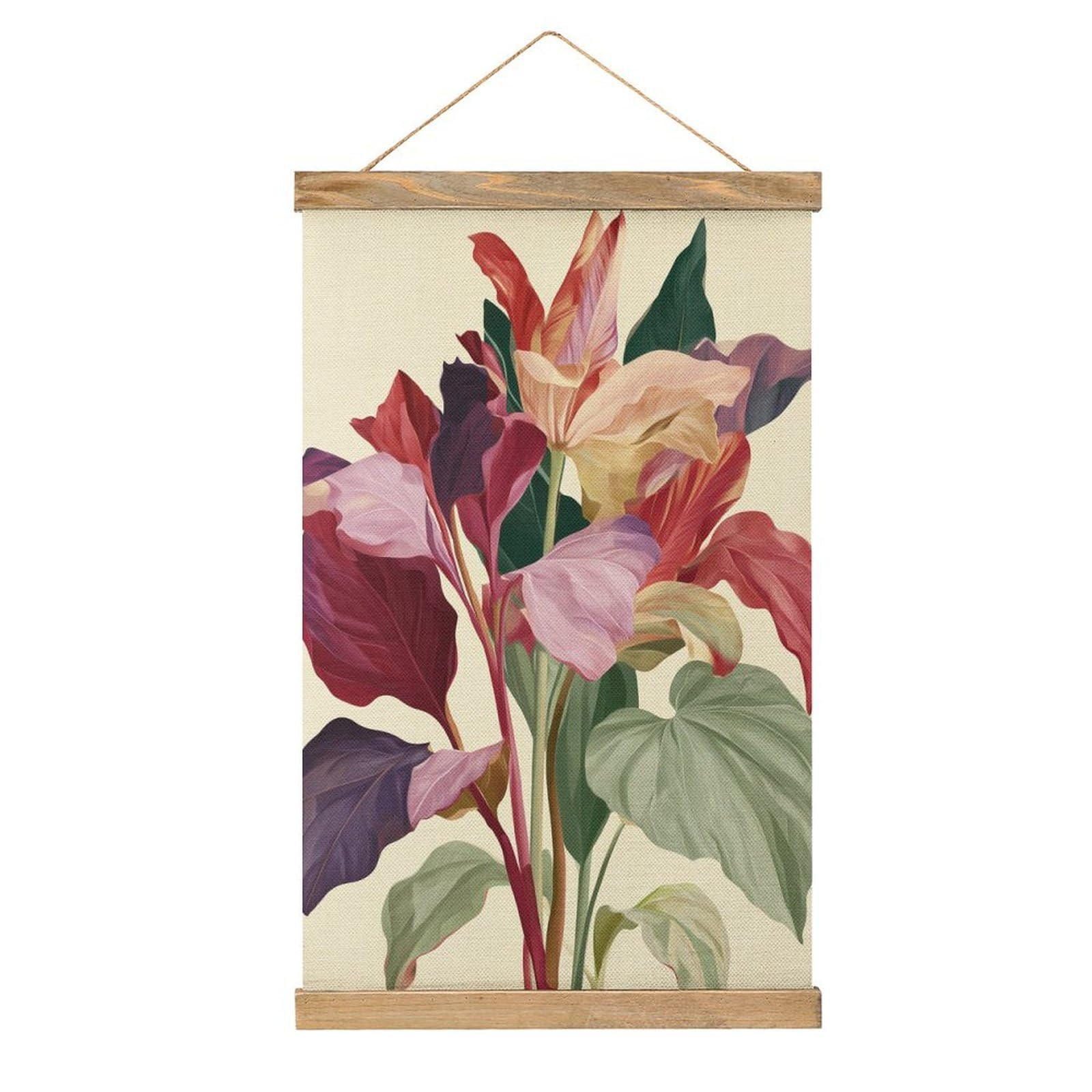 Jubonexis Vintage Flower in Red Pink Minimalist Botanical Canvas Painting Wood Frames Poster Hanger Hanging Picture Kit Wall Art