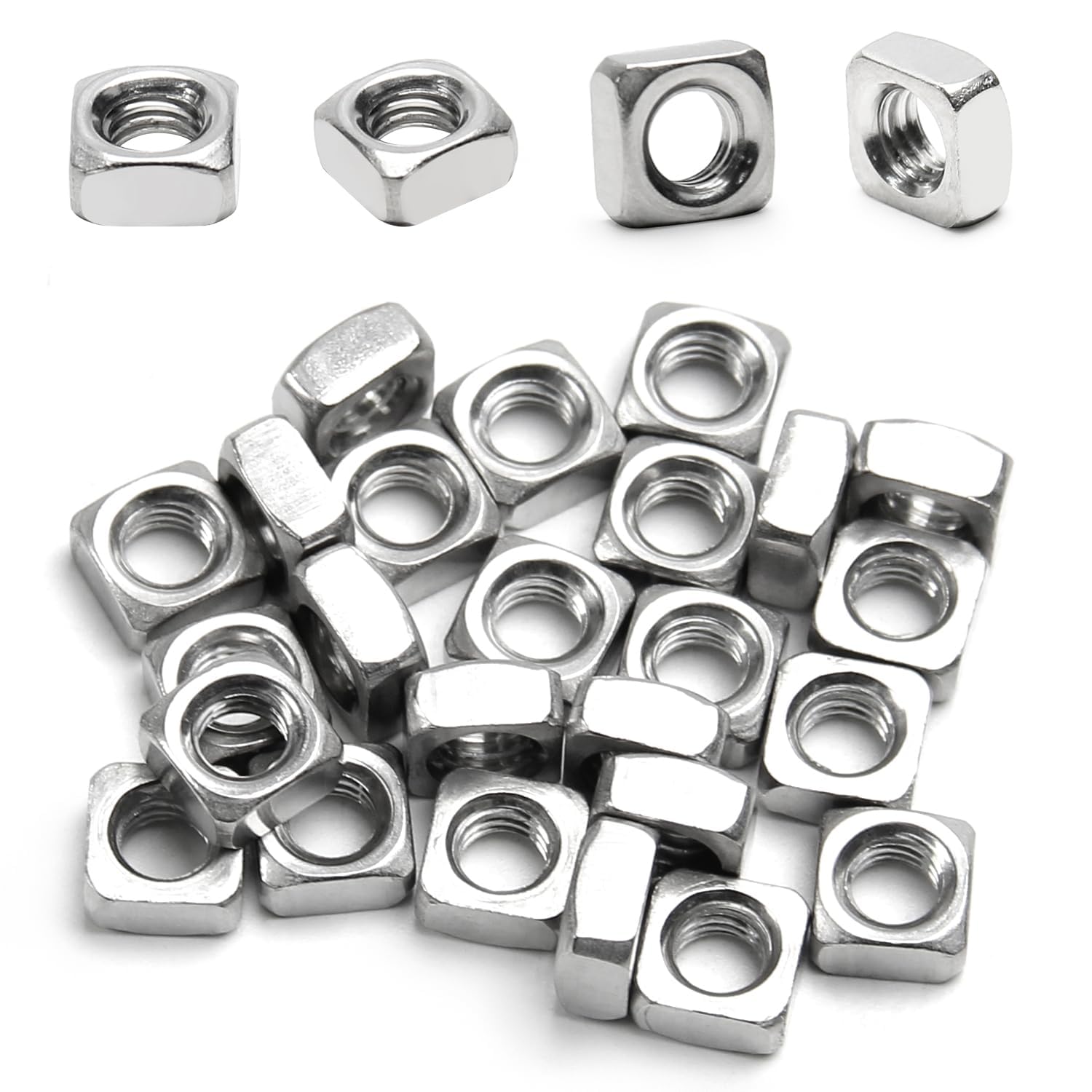 Stainless Steel Square Nuts - 50 Pack M6 -1