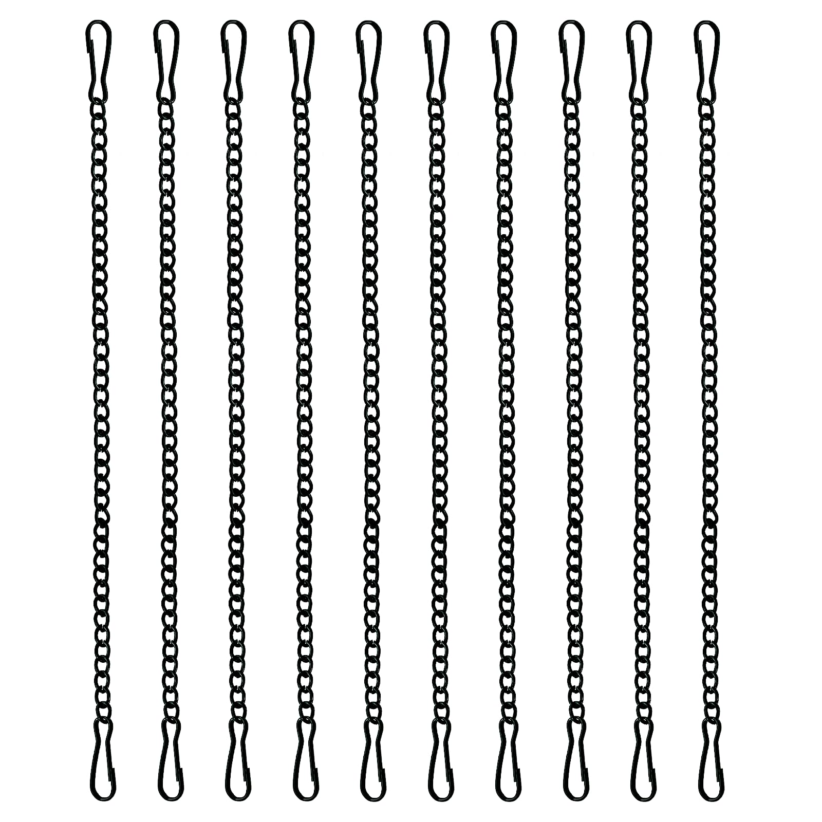 10 Pcs 20 Inch Stained Glass Window Hanging Chain - Window Art Decor, Patio Garden Outdoor Decorative Glass Panels (Black)