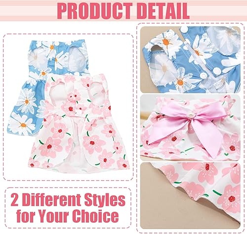 Miniatura 3 de 2 vestidos para perros, ropa para perros pequeños, traje para niñas, vestidos para cachorros, vestidos florales de verano, lindo vestido de gato