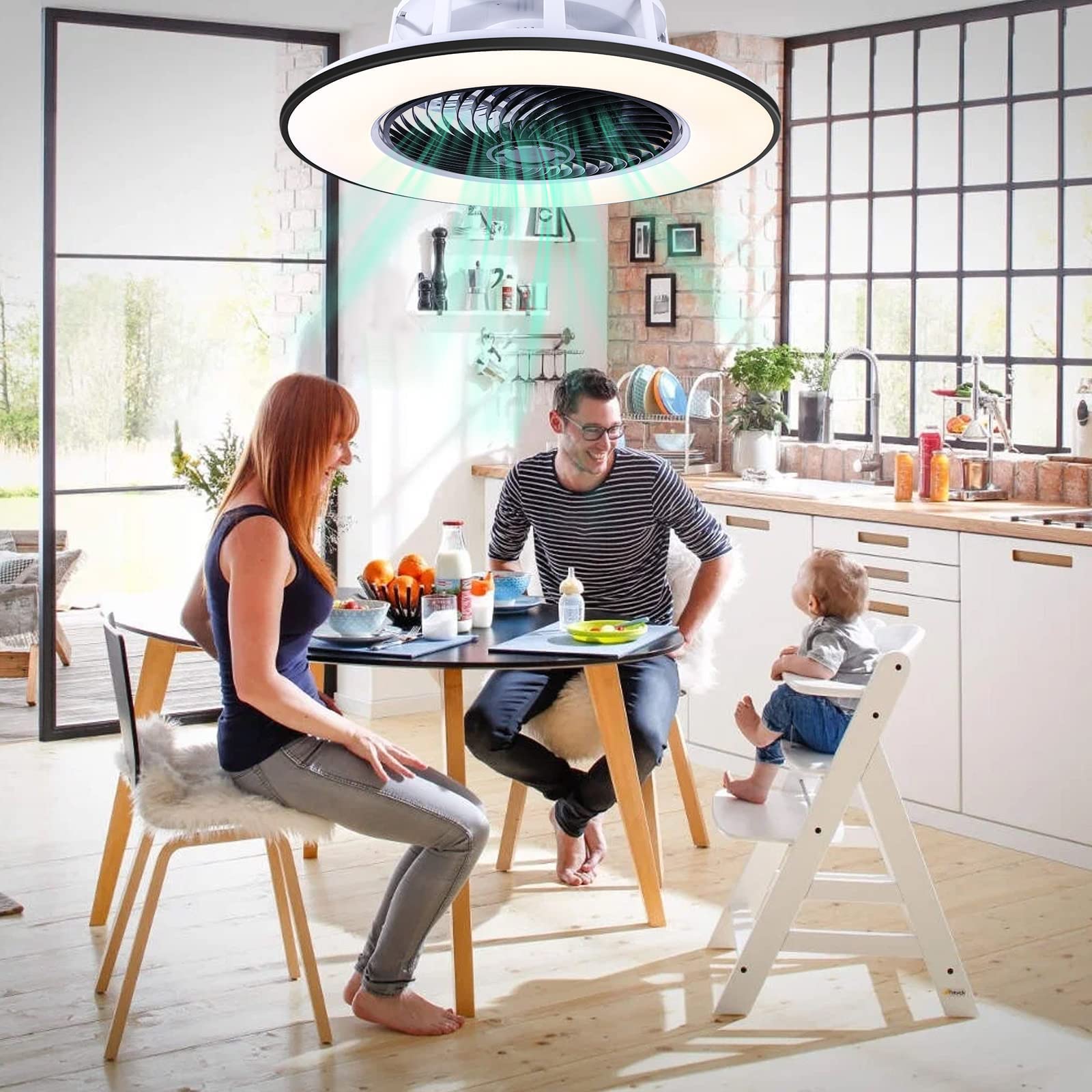 YUNZI Ventilatore Da Soffitto LED RGB Bluetooth Con Luce E Altoparlante Musicale Ventilatore Da Soffitto Colorato Per Bambini Con Luce Per Camera Da Letto Soggiorno 6 Velocità-A