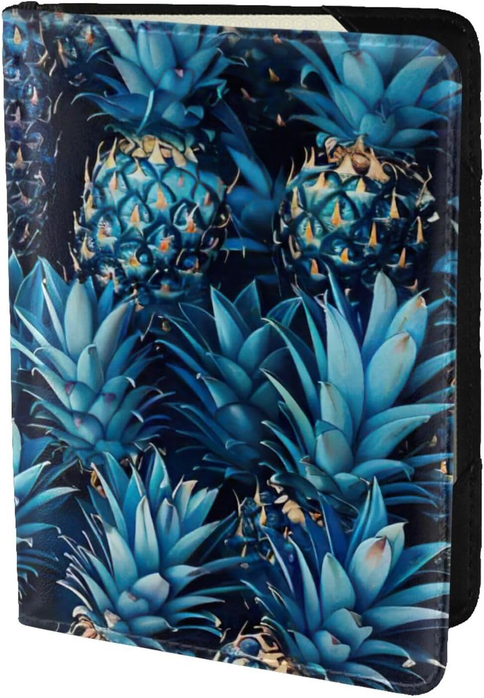 Blue Pineapple Print Passport Holder, Cute Passport Cover, Travel Wallet With Credit Card Slots Passport Wallet Waterproof Documents Organizer