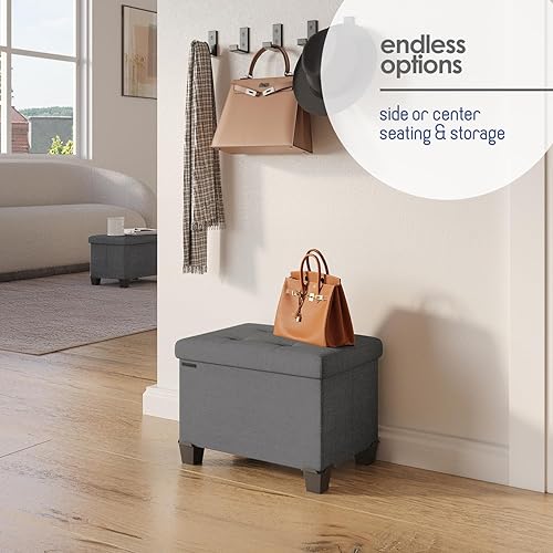 Miniatura 474 de Otomana plegable para dormitorio o sala de estar, con contenedores de almacenamiento, reposapiés para el extremo de la cama, soporta hasta 660 lb,