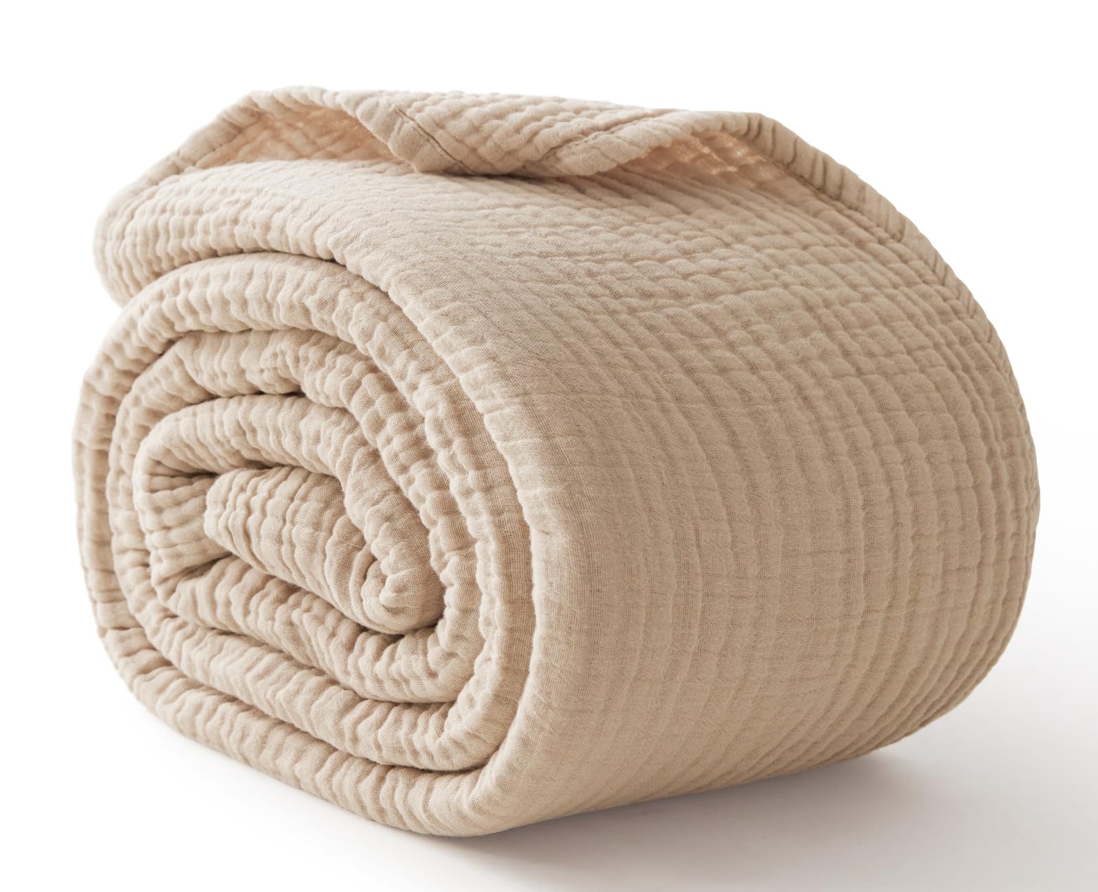 6 Layers Cotton Muslin Blankets [Color: Beige, Size: Throw XL]