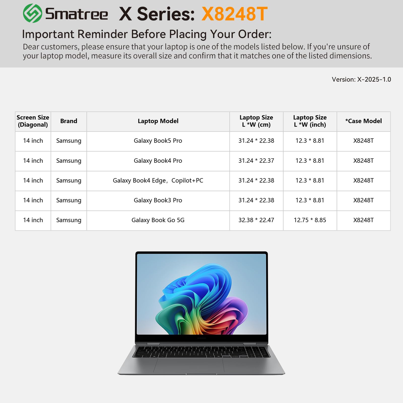 Smatree Twardy futerał ochronny z tworzywa EVA, kompatybilny z 35.6 cm Samsung Galaxy Book5/4/3 Pro, do Samsung Galaxy Book4 Edge 35.6 cm, GalaxyBook Go 5G, torba na laptopa (X8248T)