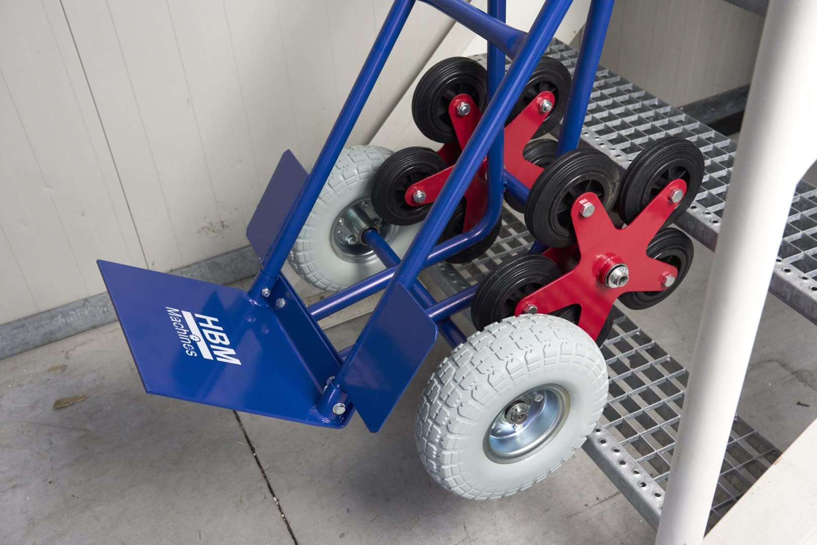 Schwerlast-Sackkarre 300 kg - Sackkarre Transportkarre Transport-Stapelkarre Große Räder, klappbar Treppensackkarre - Treppensteiger aus Stahl mit 5 Sternförmigen Rädern