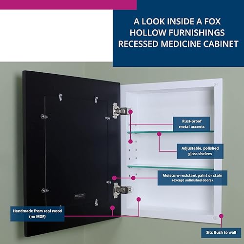 Miniatura 8 de Fox Hollow Furnishings Botiquín estilo Shaker - Sin espejo (tablero de abalorios, 14 x 24 pulgadas)