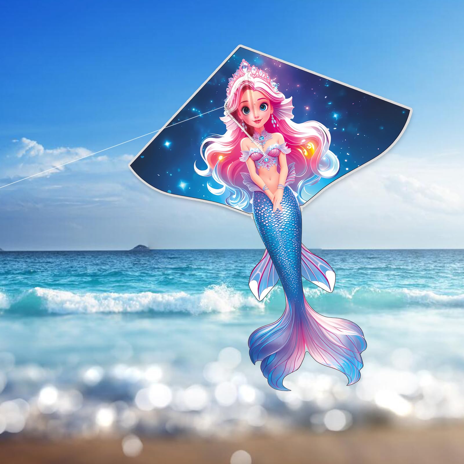 Touch the sky Mermaid Kite for Adults Easy to Fly, Exquisite Fabrics and Unique Structure Design - Image 3