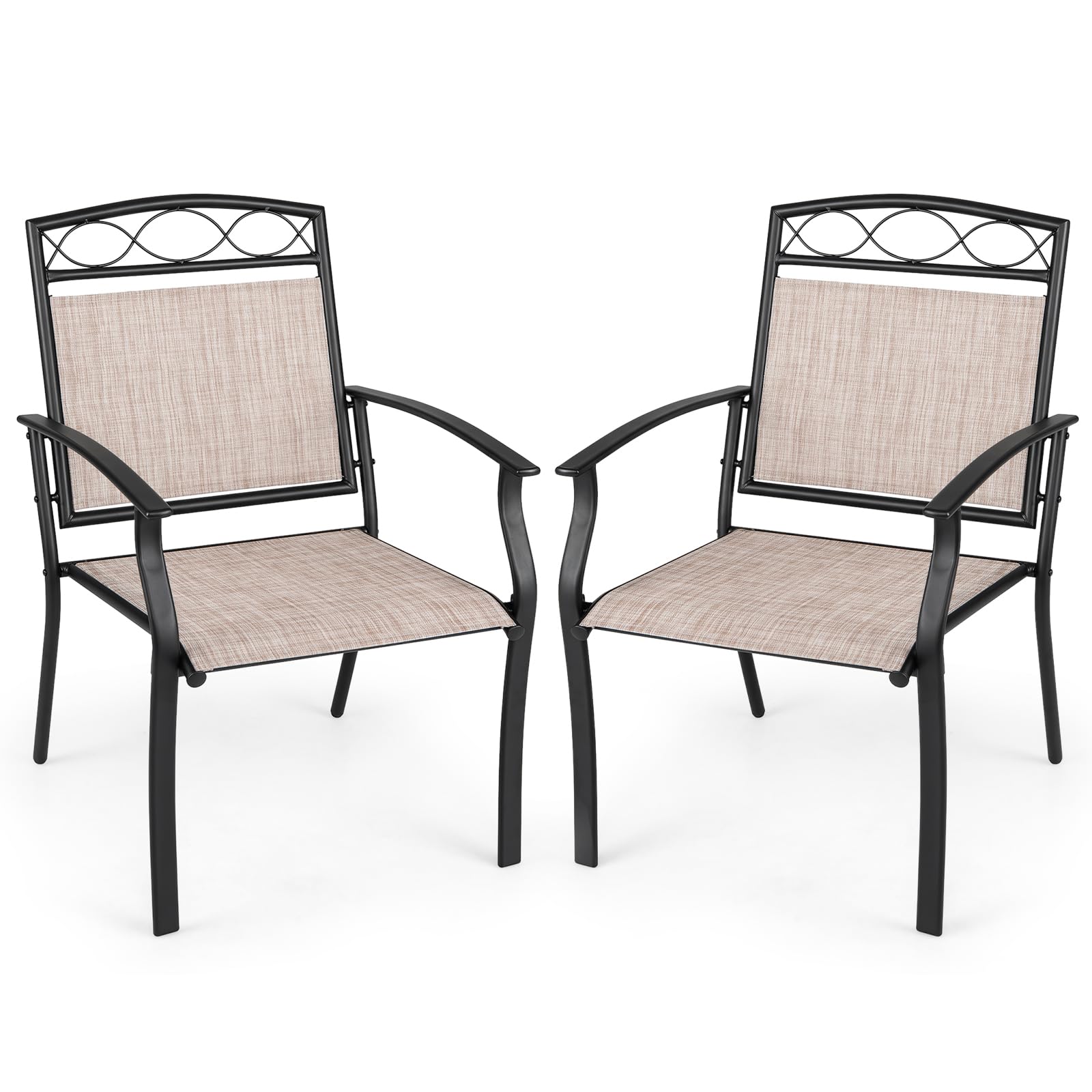 COSTWAY Lot de 2 Chaises de Jardin Extérieur, Tissu Respirant, Charge 150kg