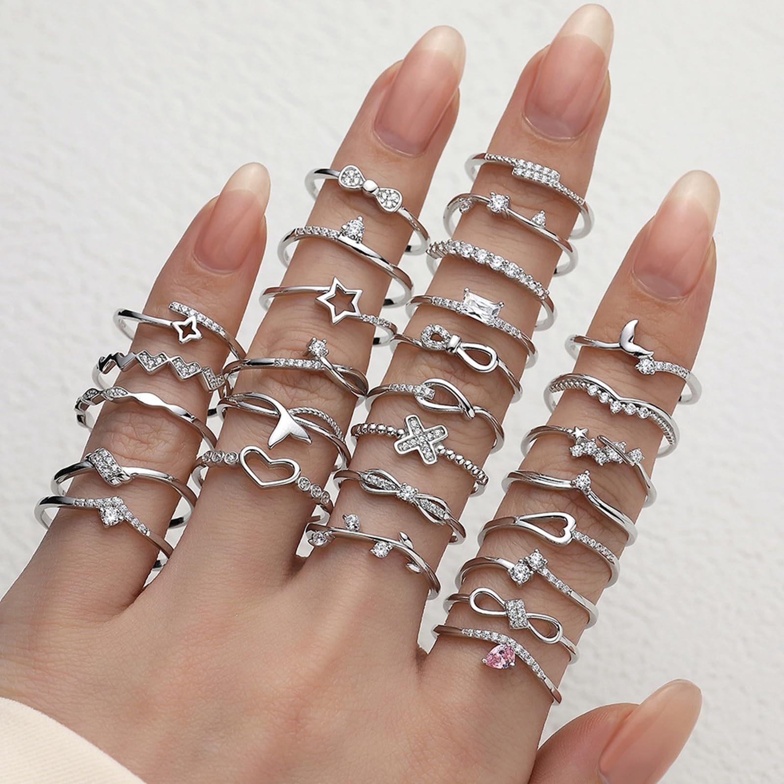 Anillo de boda para mujer, diamante y oro auténtico, oro blanco, delicado