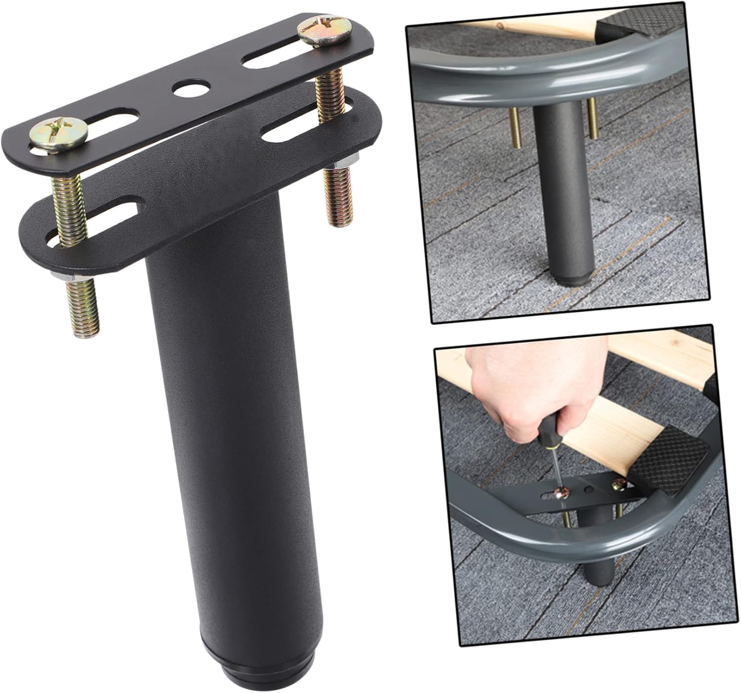 DOITOOL 2 Sets Bed Sofa Legs Steel Universal Adjustable Feet Extendable Extenders Frame Risers Leveling Supports Modern Adjustable Height Legs Foot Chrome Tall Levelers Raiser Black Iron