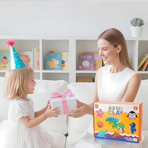 Miniatura 8 de Arcilla seca al aire para niños, kit de arcilla para modelar, 14 especies de vida marina, juego de manualidades de arcilla para moldear, ultraligero