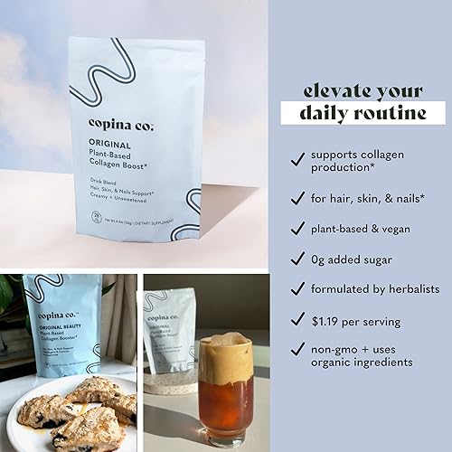 Miniatura 2 de Copina Co. Mezcla de crema de colágeno vegano original: bebida de batido de colágeno a base de plantas, mezcla cremosa vegana | Sabor original | 3