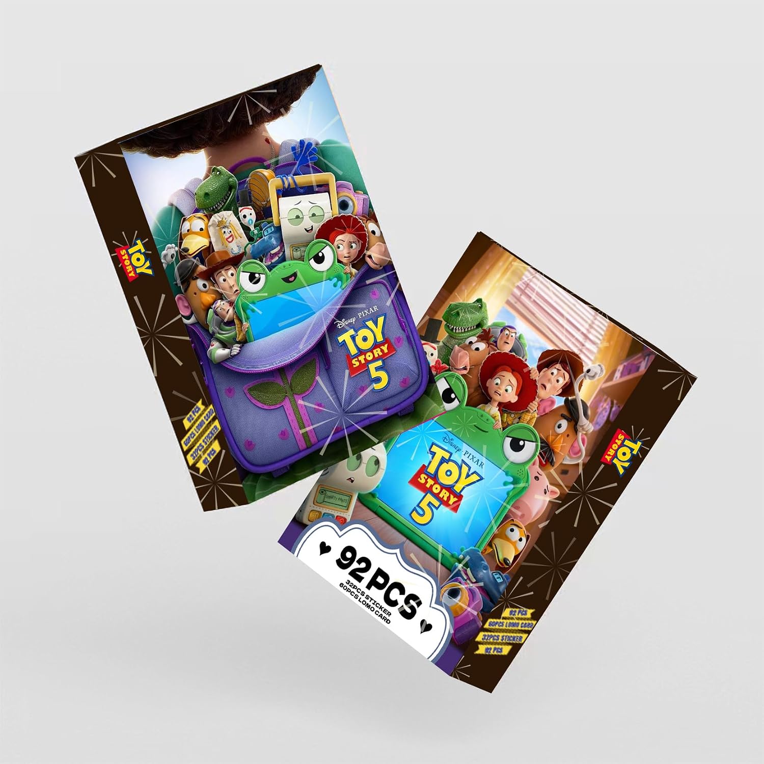 92Pcs for Toy Theme Story Holographic Cards and Stickers Set, 60 Lomo Mini Cards with 32 Stickers, Ideal Party Supplies and Party Favors for Themed Celebrations