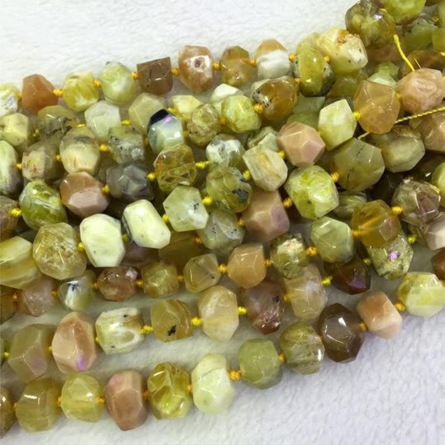 Perles en opale jaune naturelle facettées LKBEADS pour création de bijoux artisanaux unique