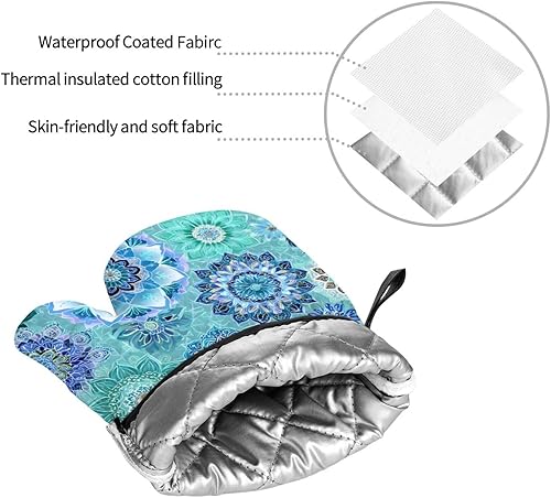 Miniatura 193 de Manoplas de horno y soportes para ollas, arte de mármol blanco y dorado, juego de 4 guantes de cocina resistentes al calor, antideslizantes