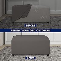 Vista 140 de PureFit Funda otomana rectangular de ajuste suave superelástica, para taburete de pies y muebles de almacenamiento plegables para sala de estar