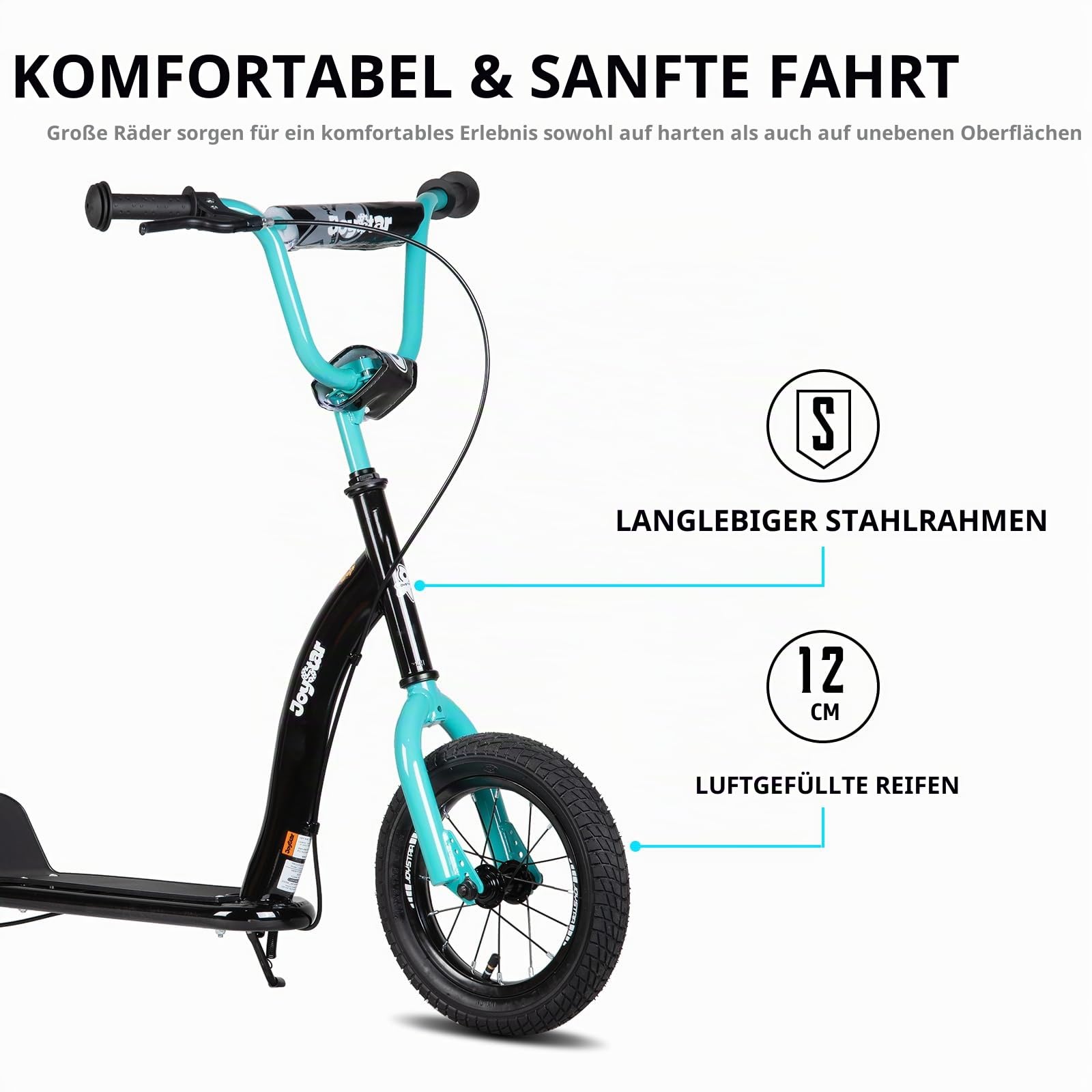 JOYSTAR Conway 12-Zoll-Tretroller für Kinder ab 5+ Jahren, Jugendliche und Junge Erwachsene, Leichter 12-Zoll-Kinderroller mit verstellbarem Lenker