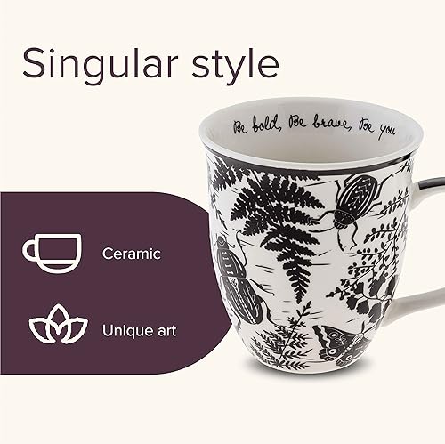 Vista 10 de Karma Gifts - Taza bohemia de 16 onzas, color blanco y negro, diseño de sirena, bonita taza de café y té, tazas de café de cerámica para mujeres