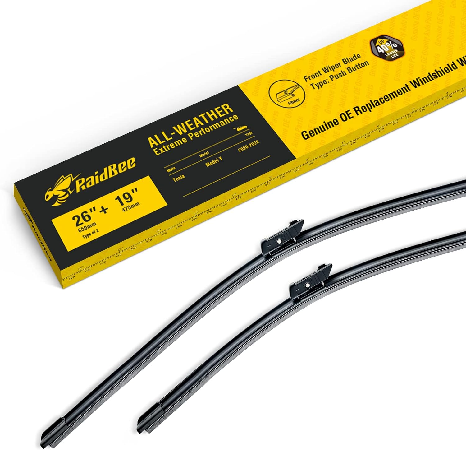 RaidBee Windshield Wiper Blades 26"/19" Replacement for