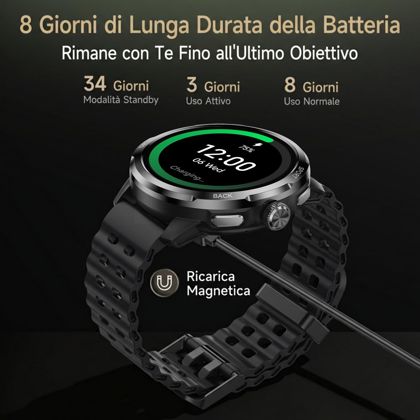 Watch Pro - Orologio da uomo militare con GPS, Bussola, ChatGPT, chiamate Bluetooth, frequenza cardiaca, orologio sportivo con più di 100 modalità sportive