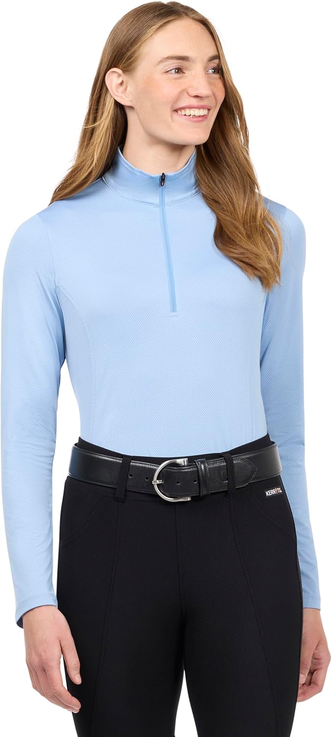 Kerrits Women's Ice Fil Lite Long Sleeve Shirt – Cooling Sun Protection Shirt for Horse Riding, Golf, Hiking