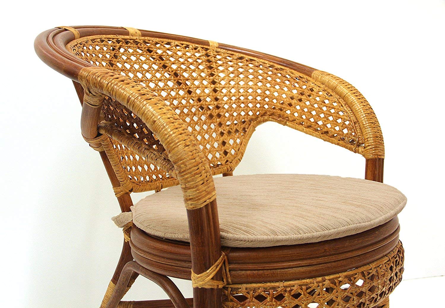 Pelangi Handmade Rattan Dining Wicker Chair W/Cushion, Colonial