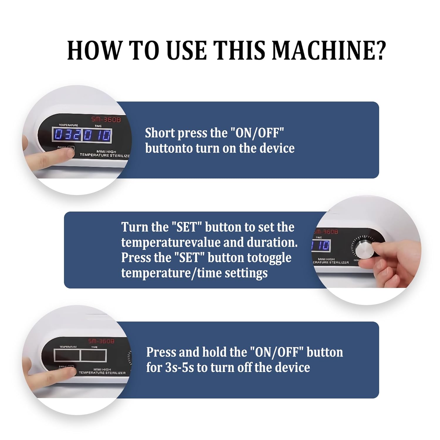 High-temperature sterilizer, 110V 300W, maximum temperature 230℃ (446℉), digital control, hair and nail tool dry heat sterilizer