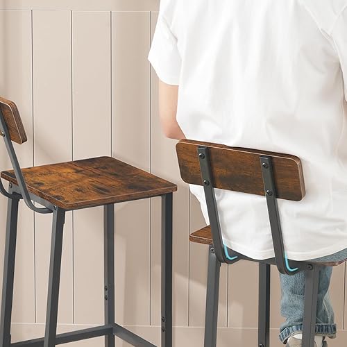 Miniatura 5 de MAHANCRIS Taburetes de bar, juego de 2 sillas de bar con respaldo, taburetes de bar de cocina con reposapiés, taburetes de barra de mostrador de
