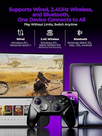 leadjoy Xeno Plus Wireless Game Controller, TMR Joysticks, Hall Effect & Tactile Dual Triggers Gaming Controller, Smart Charging Dock, 4 Back Paddles, 1000Hz Polling Rate, for Nintendo Switch/Switch 2, PC, Android & iOS