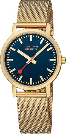 Mondaine A660.30314.40SBM Women's Analogue Quartz Watch with Stainless Steel Strap, Gold, Bracelet