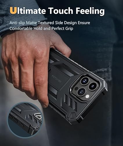 Miniatura 6 de FNTCASE Funda para iPhone 15-Pro-Max Cubierta protectora resistente de grado militar a prueba de caídas para teléfono celular con soporte y