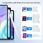 Stylus stylo pour iPad 2025-2018 13 mins Fast Charge,Crayon de rejet de la paume de capteur d'huile pour iPad 10/9/8/7/6th,11th A16,Air 11/13" M2/M3,Pro 11/13" M4/M5,Pro 12.9",Air 5/4/3,Mini 7/6/5