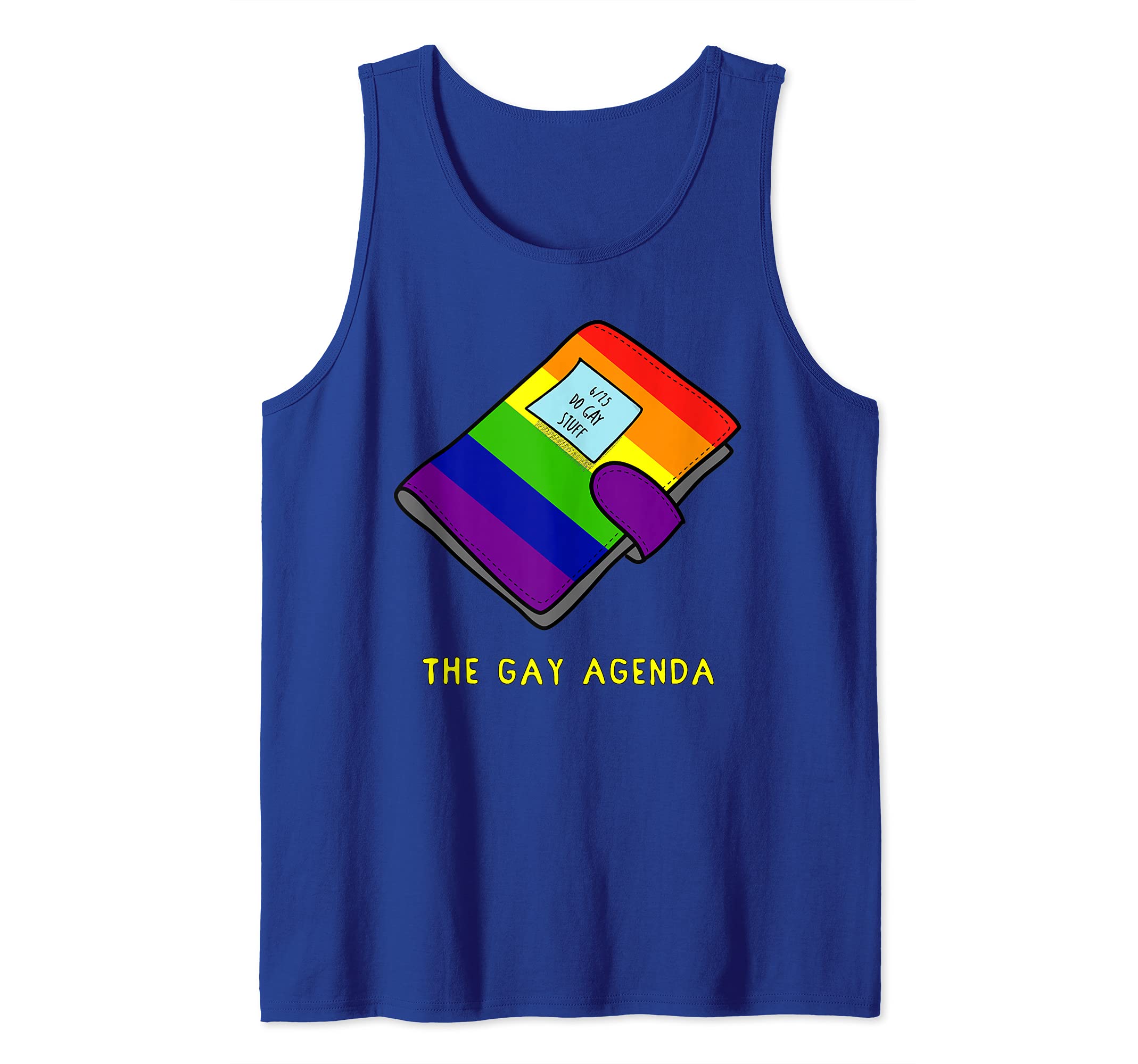 The Gay Agenda Funny Gay Pride Planner Calendar Graphic Tank Top, Blue, S