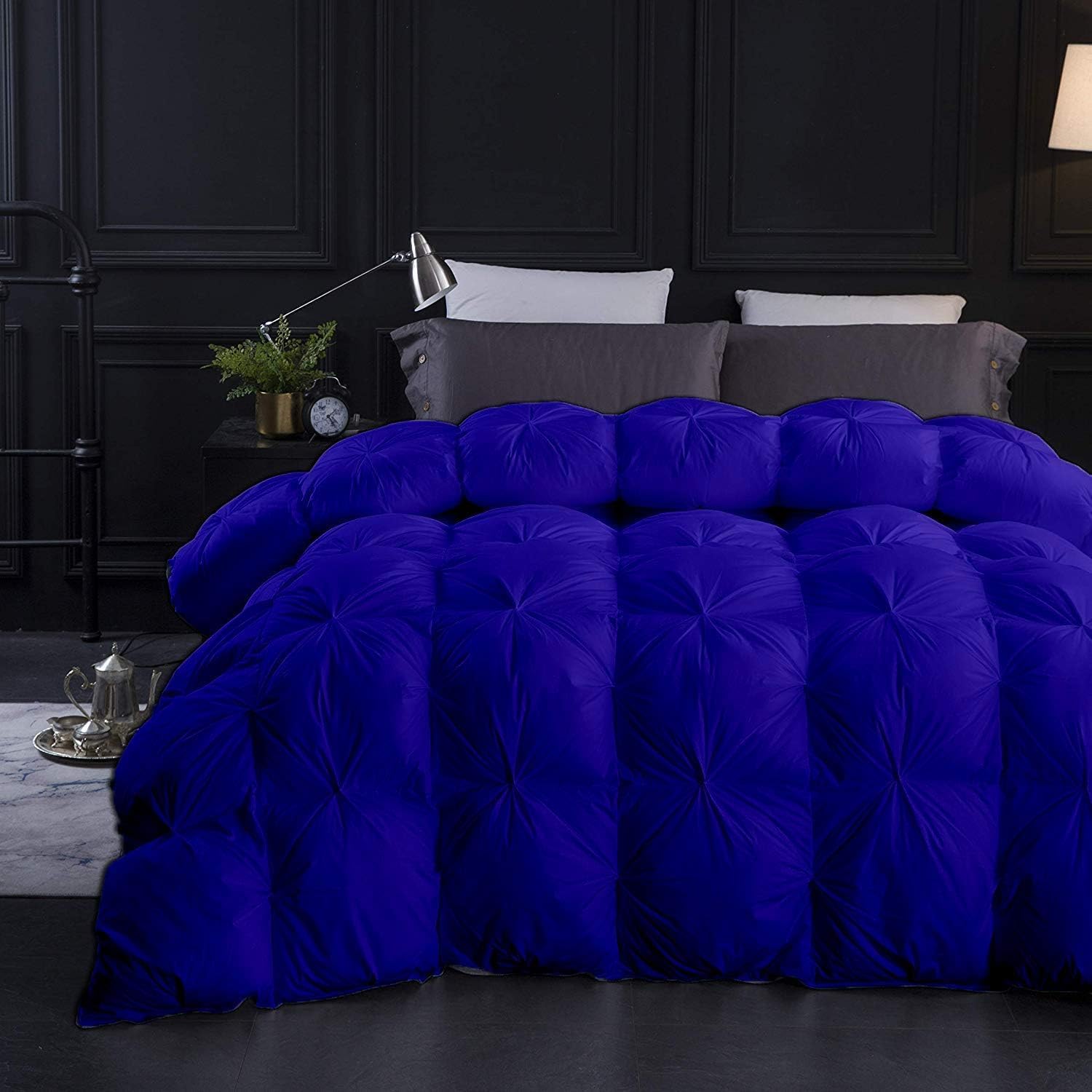 1000-TC All Season Down Alternative Alaskan King 136 x 120 Inches Pinch Pleated/Pintuck Comforter Egyptian Cotton 750 GSM Micro Fill Powes & All Side Corner Tabs