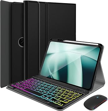 Backlit Keyboard Case for OnePlus Pad 11.61 Inch 2023 Release, Rainbow Backlight Detachable Wireless Keyboard with PU Leather Folio Case & Mouse for 11.61 OnePlus Pad 1st 2023