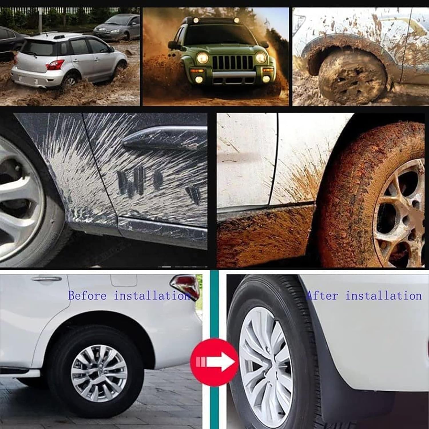 Błotniki do AVEO 2011-2014 CHEVROLET, zestaw przednich i tylnych błotników, trwała i odporna na zużycie ochrona przed błotem w komplecie
