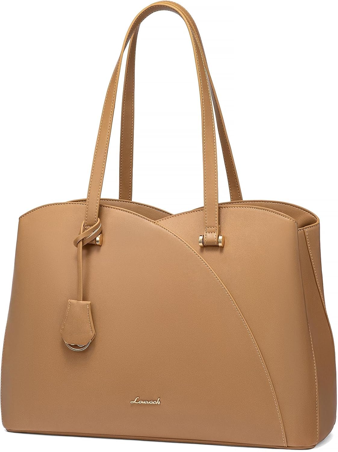 LOVEVOOK Laptop Tote Bag for Women 17.3 Inch, Teacher Work Tote Bags Laptop Bag, Leather Computer Bag Large Purses Handbag Professional Briefcase, Camel 17.3 inch Camel